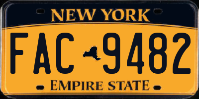 NY license plate FAC9482