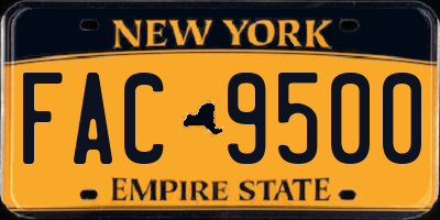 NY license plate FAC9500