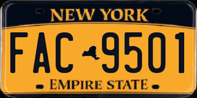 NY license plate FAC9501