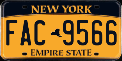 NY license plate FAC9566