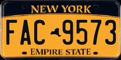 NY license plate FAC9573