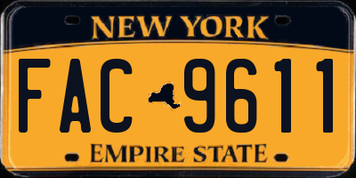 NY license plate FAC9611