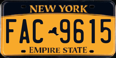 NY license plate FAC9615