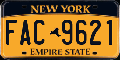 NY license plate FAC9621