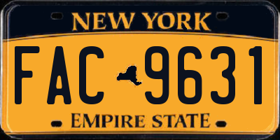 NY license plate FAC9631