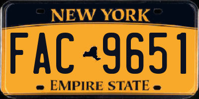 NY license plate FAC9651
