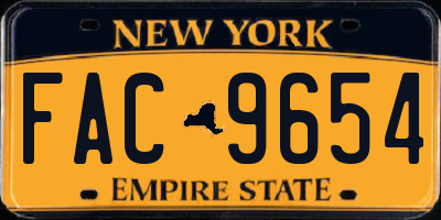 NY license plate FAC9654