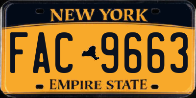 NY license plate FAC9663