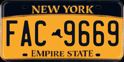 NY license plate FAC9669