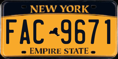 NY license plate FAC9671