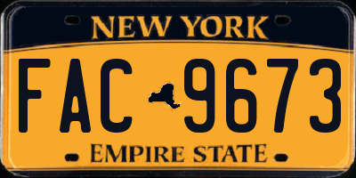 NY license plate FAC9673