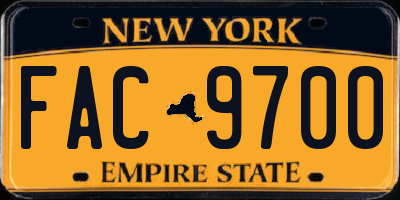 NY license plate FAC9700