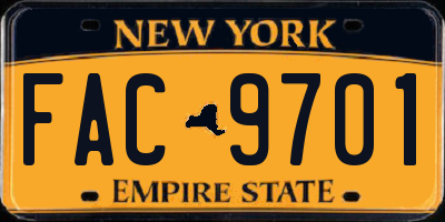 NY license plate FAC9701