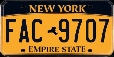 NY license plate FAC9707