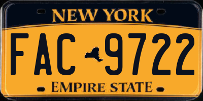 NY license plate FAC9722