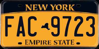 NY license plate FAC9723
