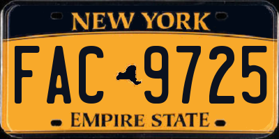 NY license plate FAC9725