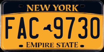 NY license plate FAC9730