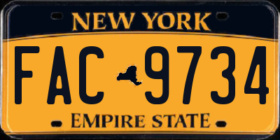 NY license plate FAC9734