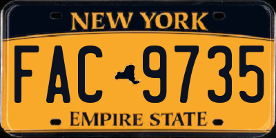 NY license plate FAC9735