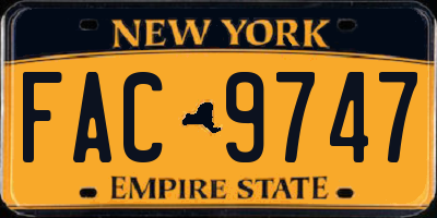 NY license plate FAC9747