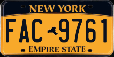 NY license plate FAC9761