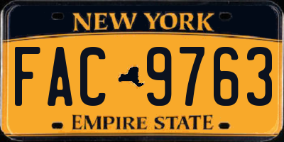 NY license plate FAC9763