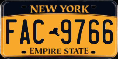 NY license plate FAC9766