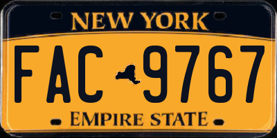 NY license plate FAC9767