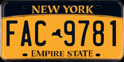 NY license plate FAC9781