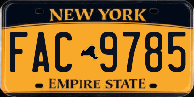 NY license plate FAC9785