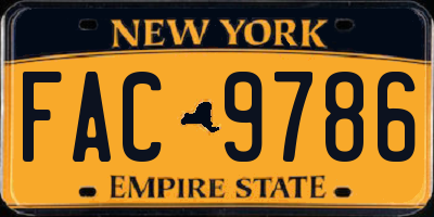 NY license plate FAC9786