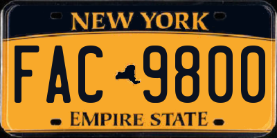 NY license plate FAC9800