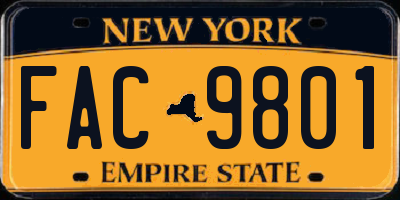 NY license plate FAC9801