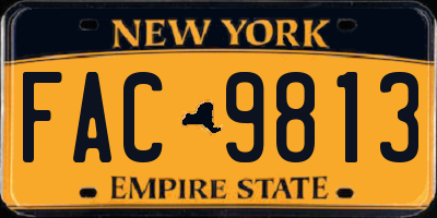 NY license plate FAC9813
