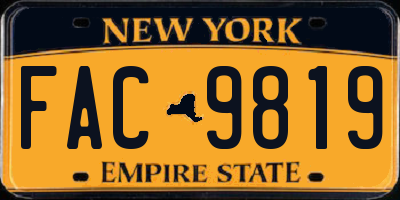 NY license plate FAC9819