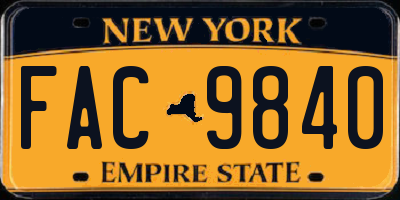 NY license plate FAC9840