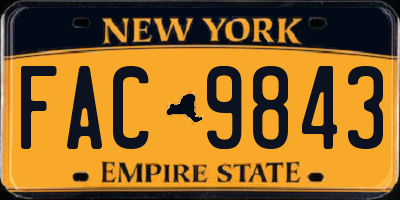 NY license plate FAC9843