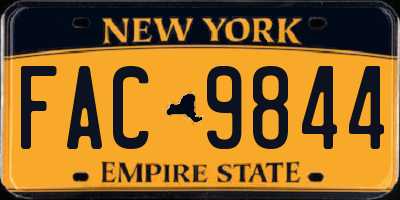 NY license plate FAC9844