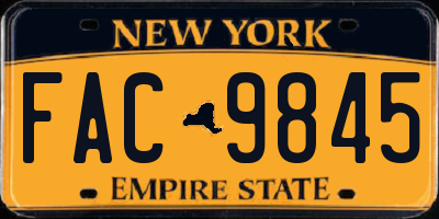 NY license plate FAC9845