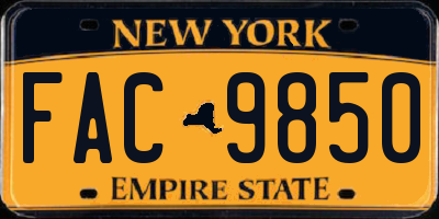 NY license plate FAC9850