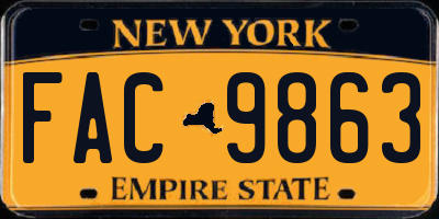 NY license plate FAC9863