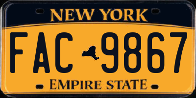 NY license plate FAC9867