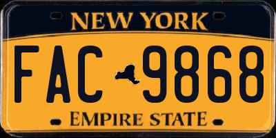 NY license plate FAC9868