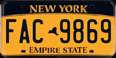 NY license plate FAC9869