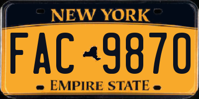 NY license plate FAC9870