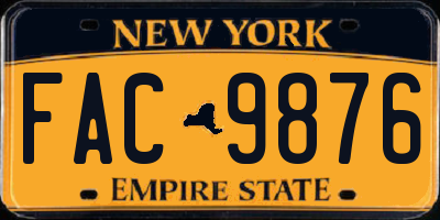 NY license plate FAC9876