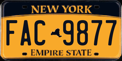 NY license plate FAC9877