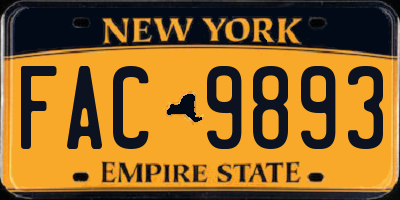 NY license plate FAC9893