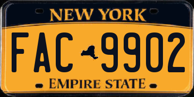 NY license plate FAC9902